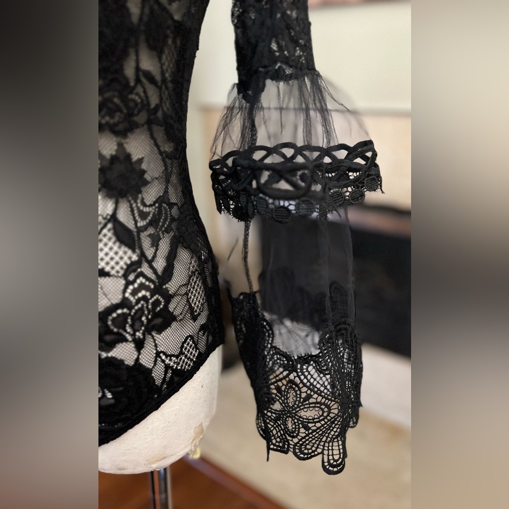 Ballroom Smooth Practice Dance Lace Bodysuit Black - Picture 5 of 9